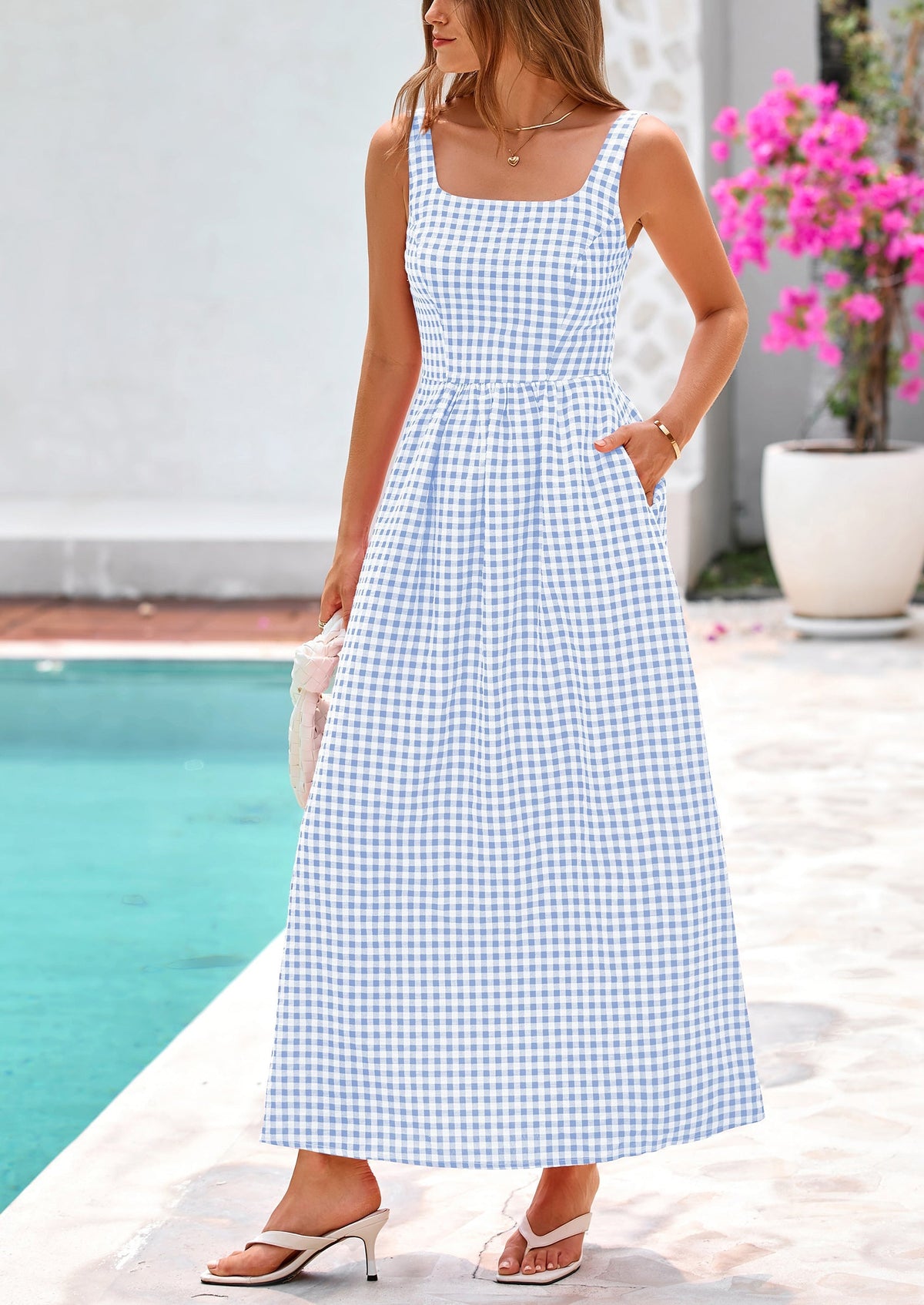 A-Line Maxi Dress - Spaghetti Strap, Square Neck, Casual - photo 4