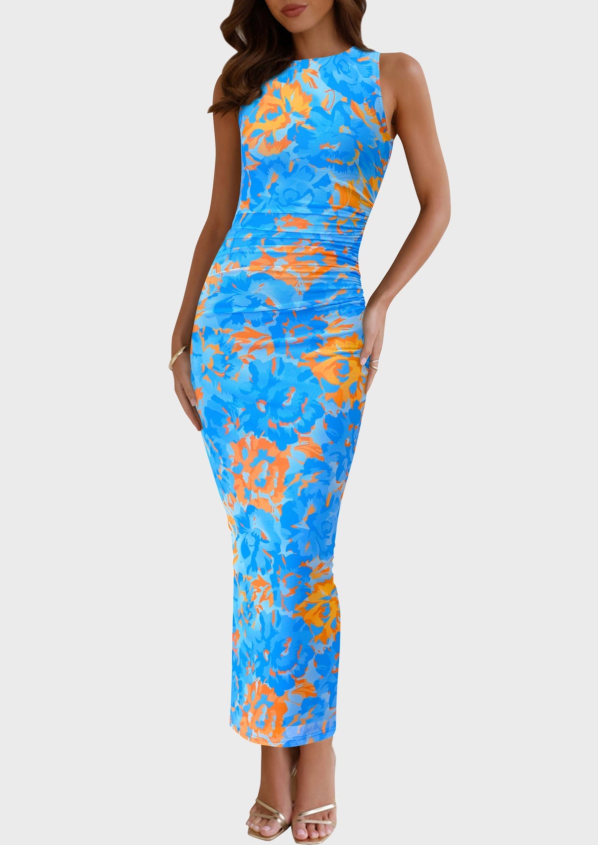 Floral Mesh Bodycon Maxi Dress - Sleeveless, Wedding Guest - photo 39