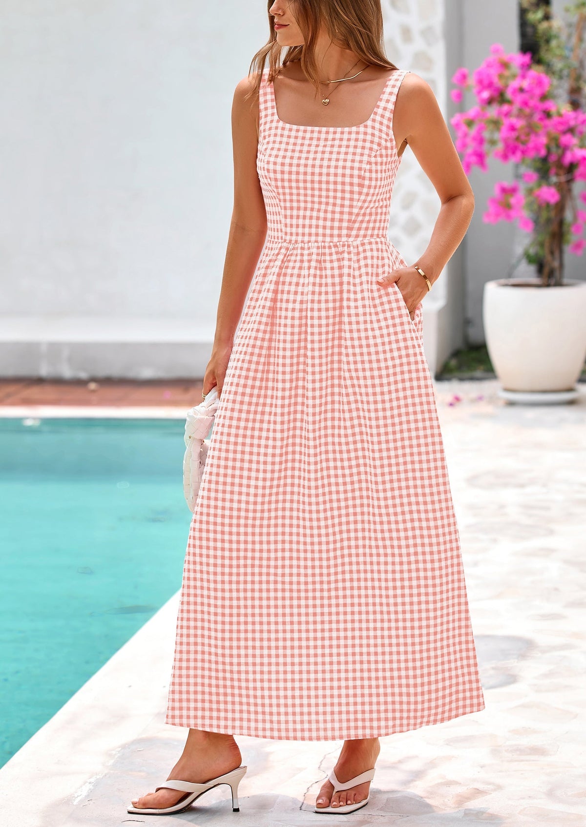 A-Line Maxi Dress - Spaghetti Strap, Square Neck, Casual - photo 16