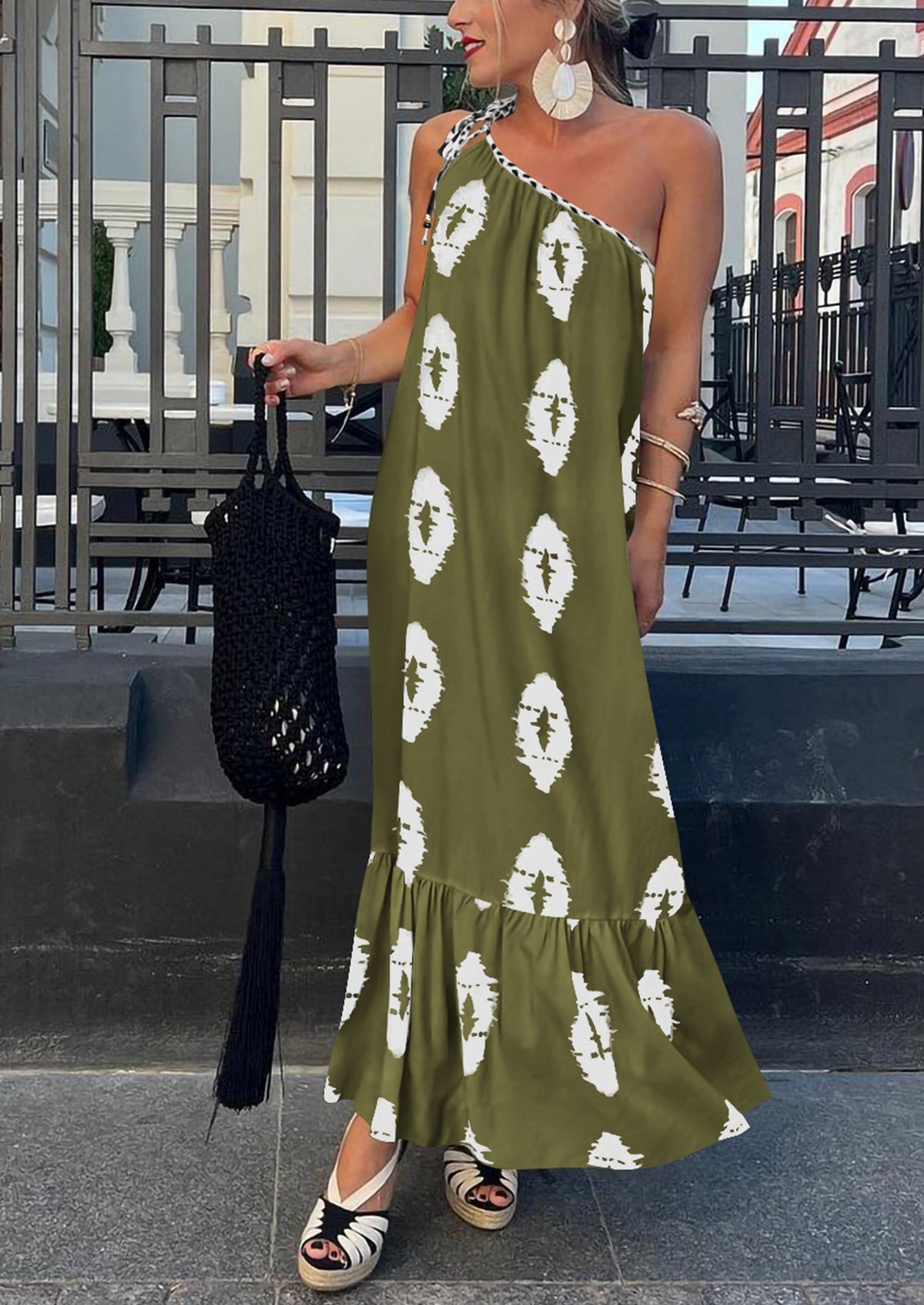 Flowy Maxi Dress - One-Shoulder, Boho - photo 24