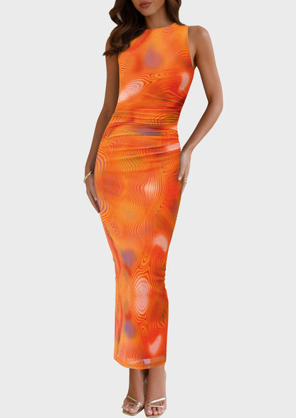 Floral Mesh Bodycon Maxi Dress - Sleeveless, Wedding Guest - photo 29