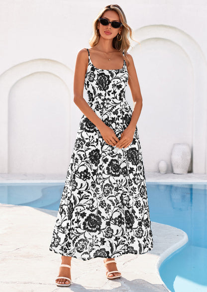 Eyelet Floral Flowy Maxi Dress - Spaghetti Strap, Square - photo 29