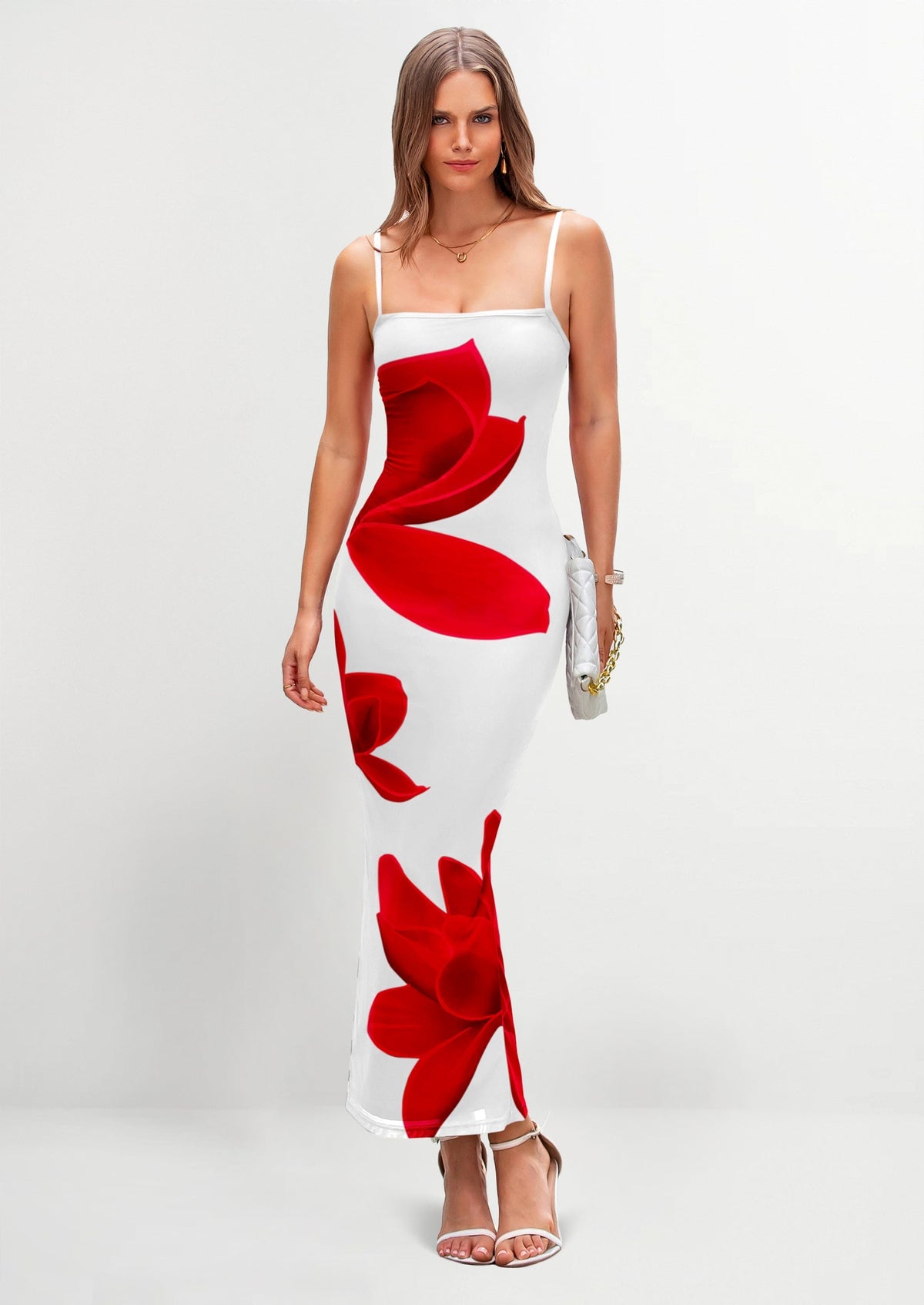 Floral Mesh Bodycon Maxi Dress - Spaghetti Strap, Beach - photo 26