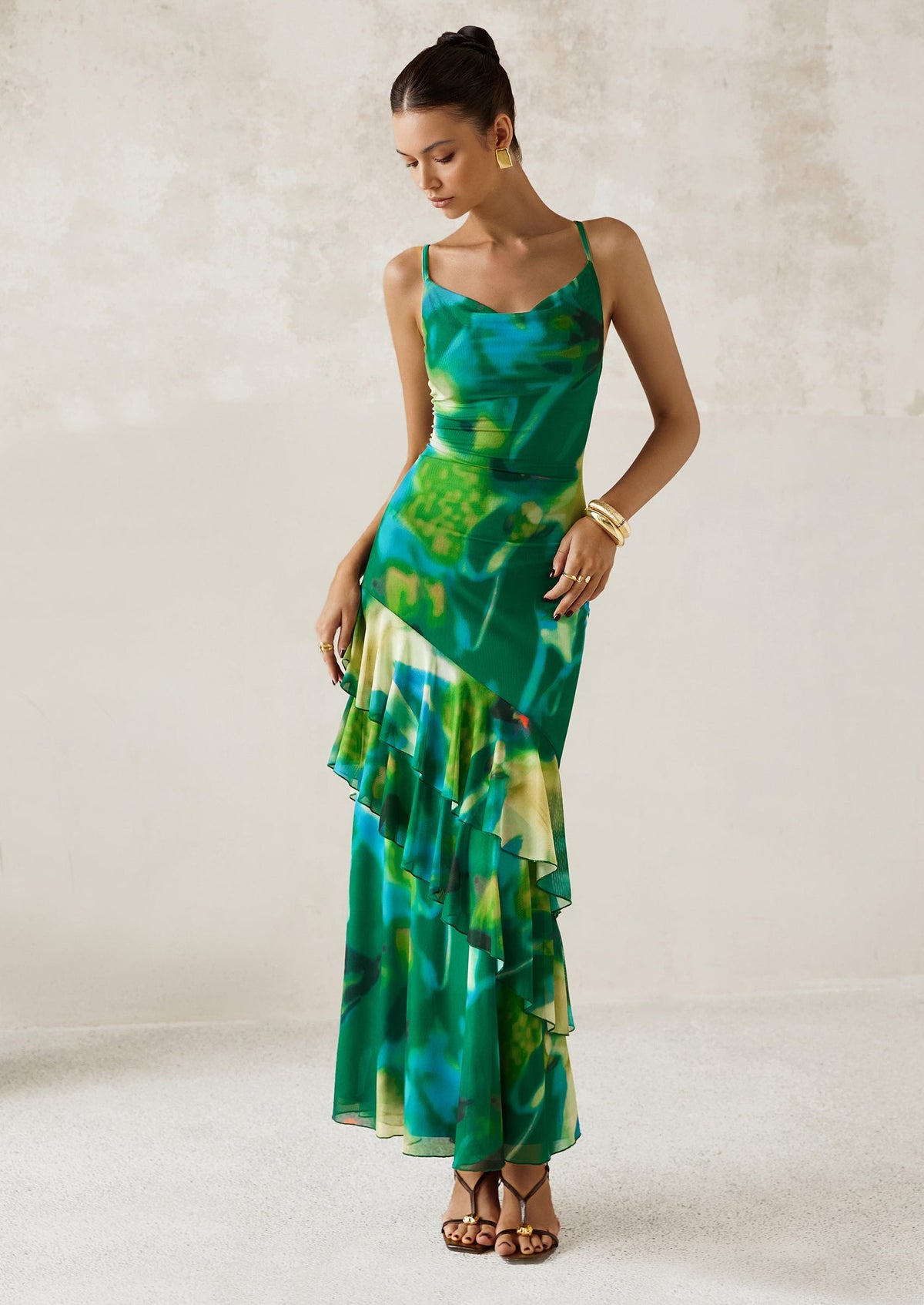 Floral Tiered Maxi Dress - Spaghetti Strap, Beach - photo 1