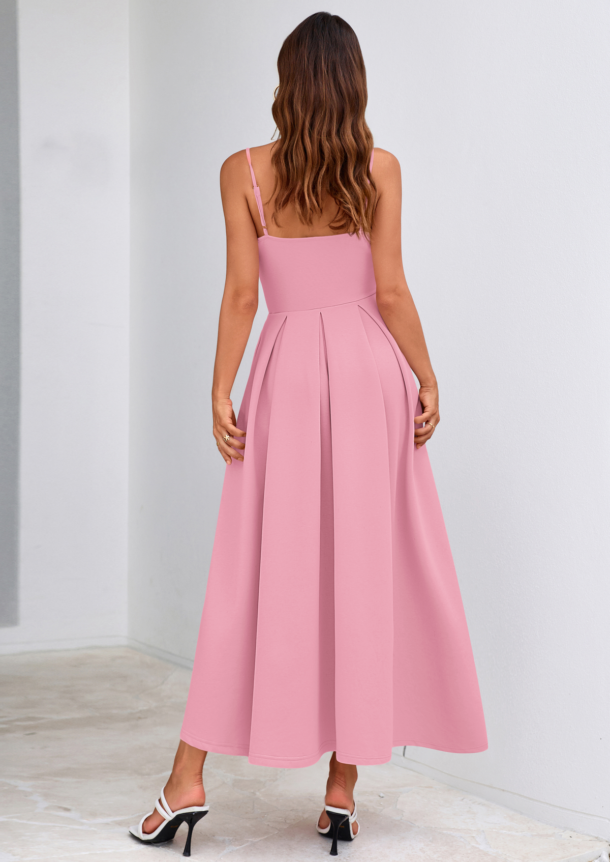 A-Line Flowy Maxi Dress - Spaghetti Strap, Square Neck, photo 38