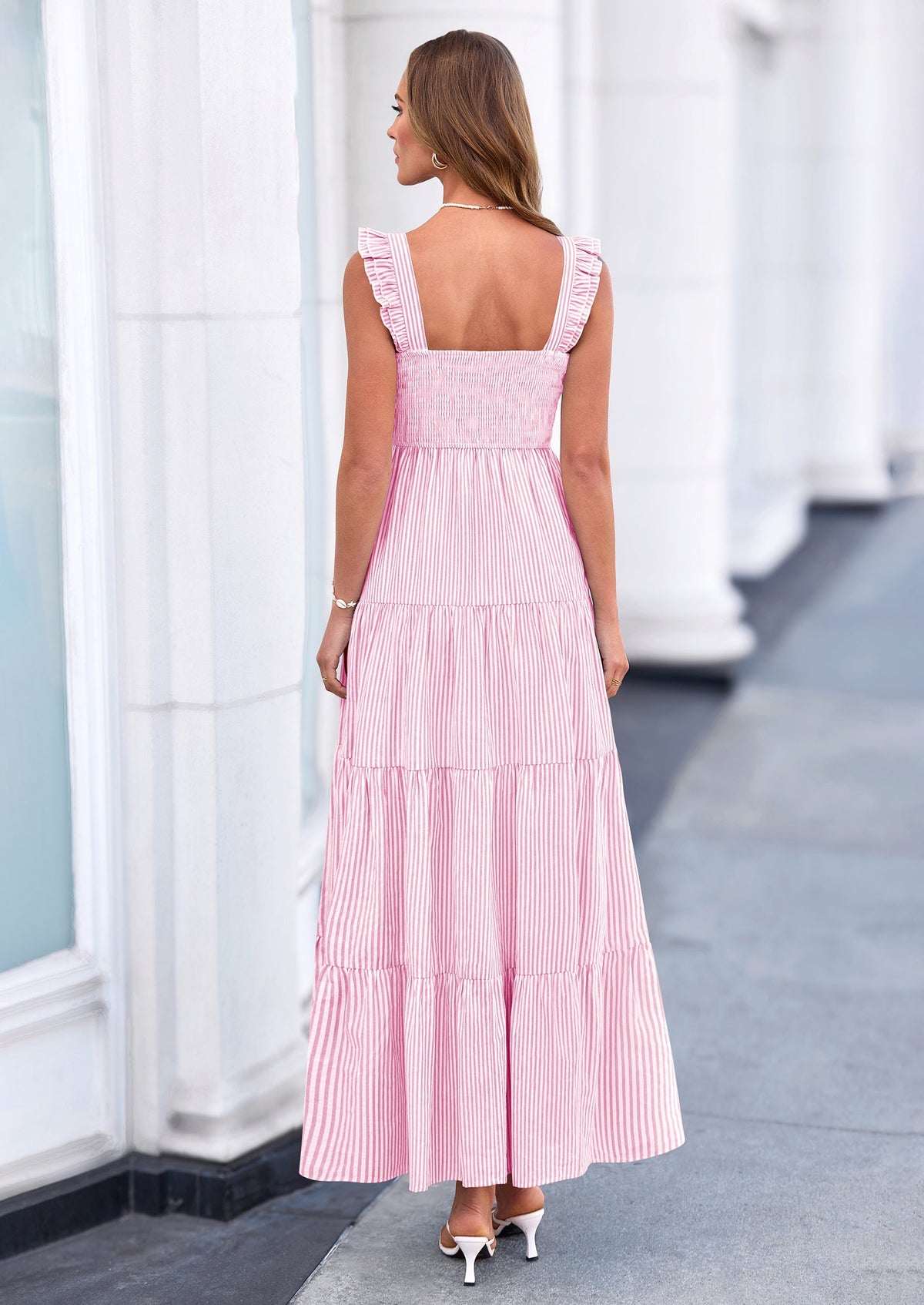 Striped Flowy Maxi Dress - Sleeveless, Square Neck, Casual - photo 27