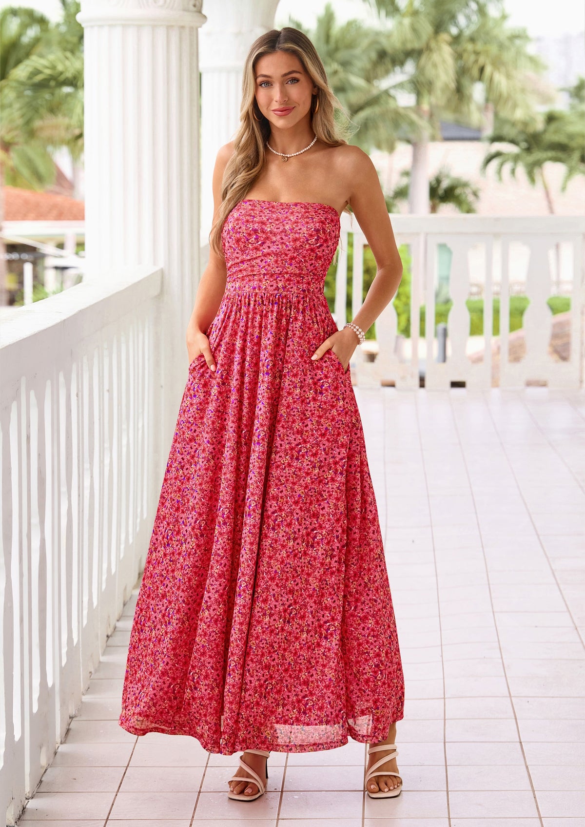 Floral Maxi Dress - Strapless, Boho - photo 39