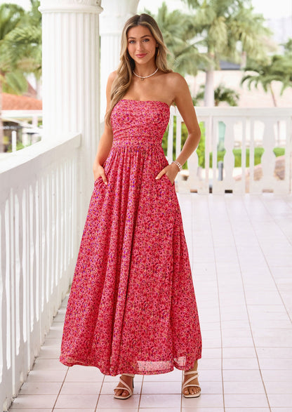 Floral Maxi Dress - Strapless, Boho - photo 39
