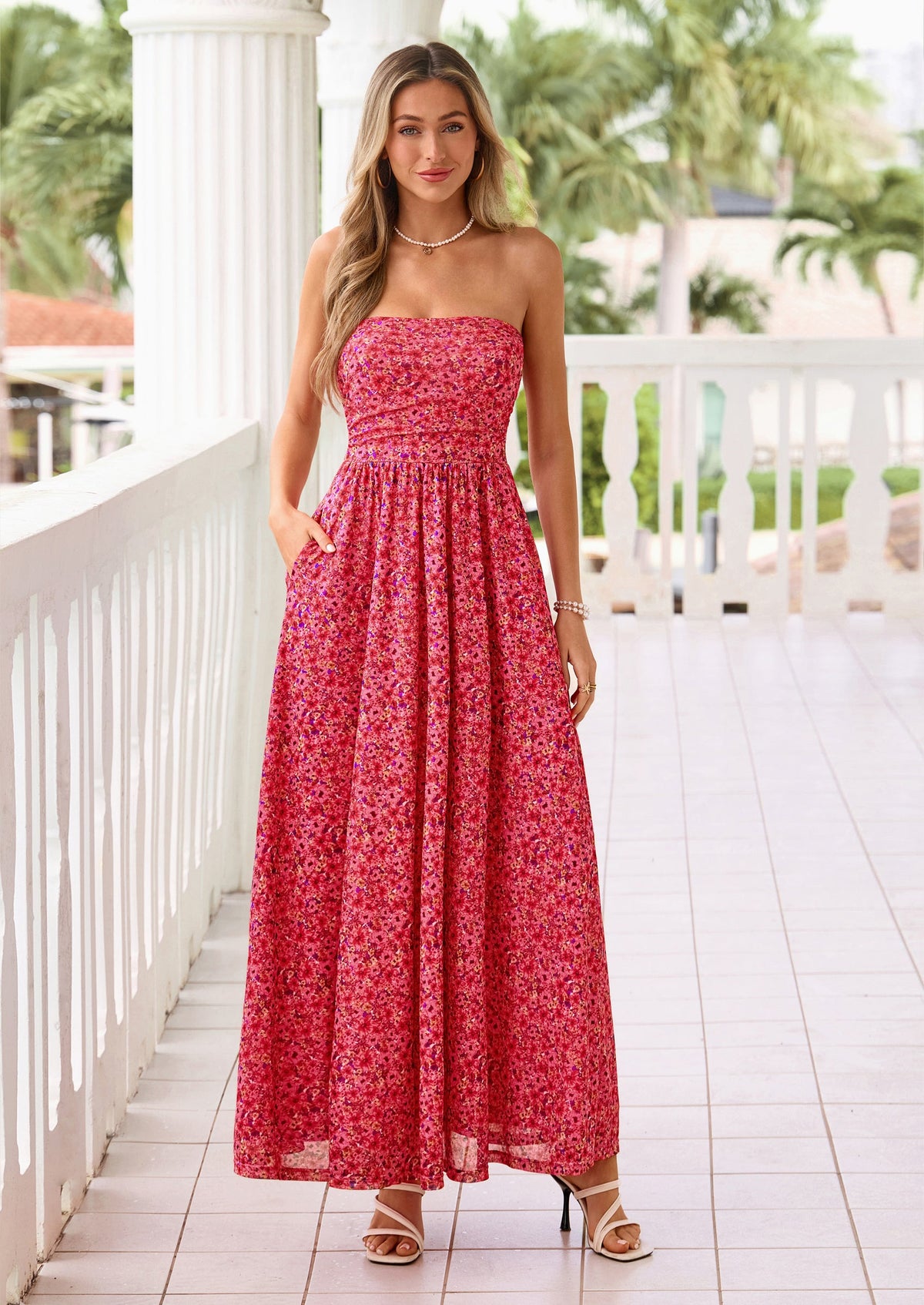 Floral Maxi Dress - Strapless, Boho - photo 38
