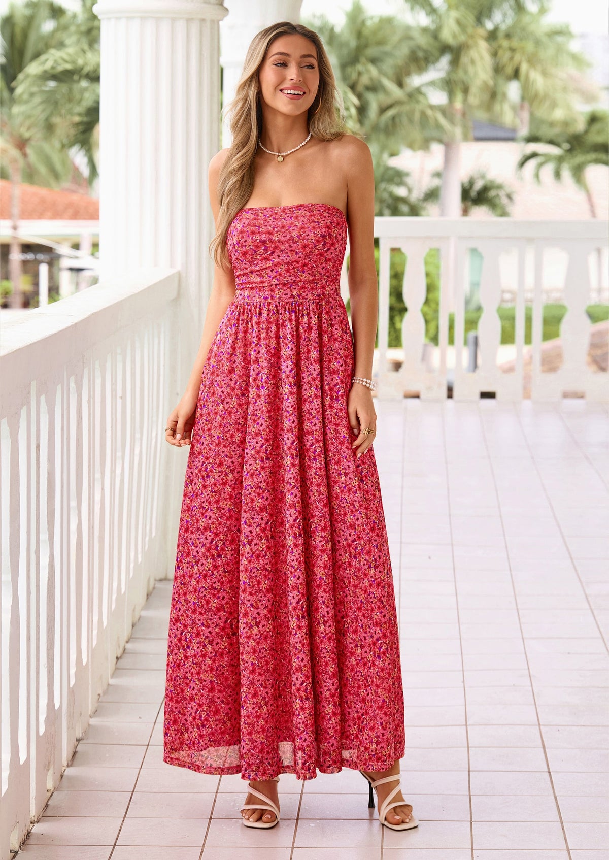 Floral Maxi Dress - Strapless, Boho - photo 37