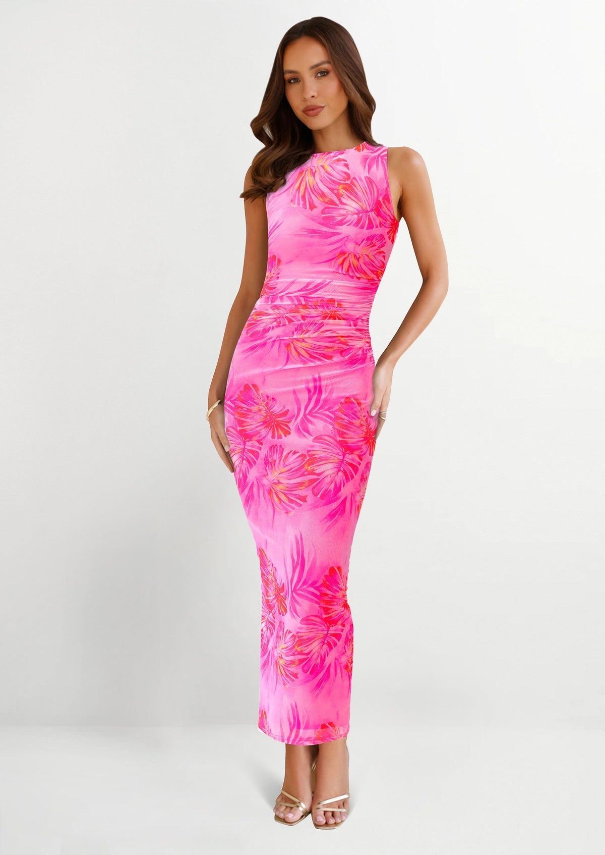 Floral Mesh Bodycon Maxi Dress - Sleeveless, Wedding Guest - photo 8