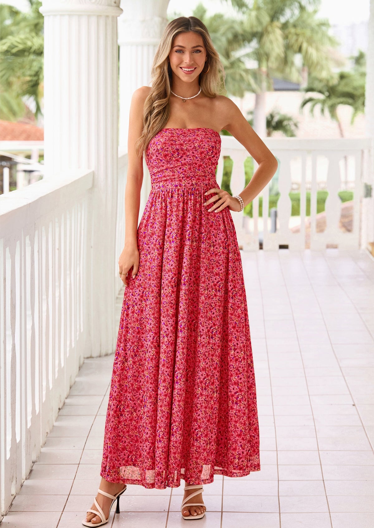 Floral Maxi Dress - Strapless, Boho - photo 40