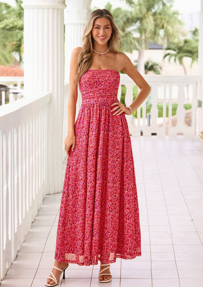 Floral Maxi Dress - Strapless, Boho - photo 40