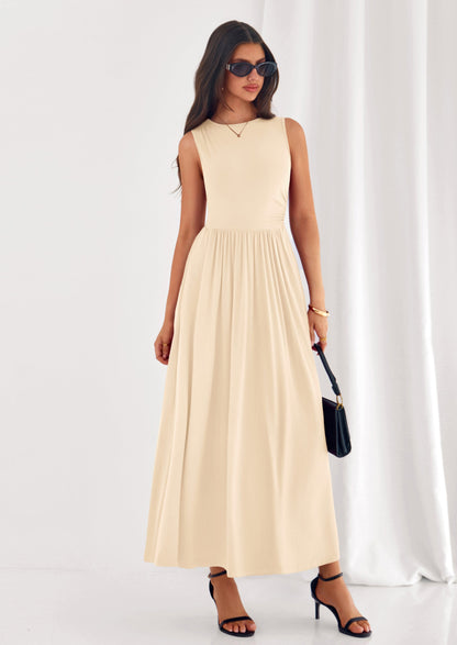 A-Line Flowy Maxi Dress - Sleeveless, Crewneck, Casual - photo 52
