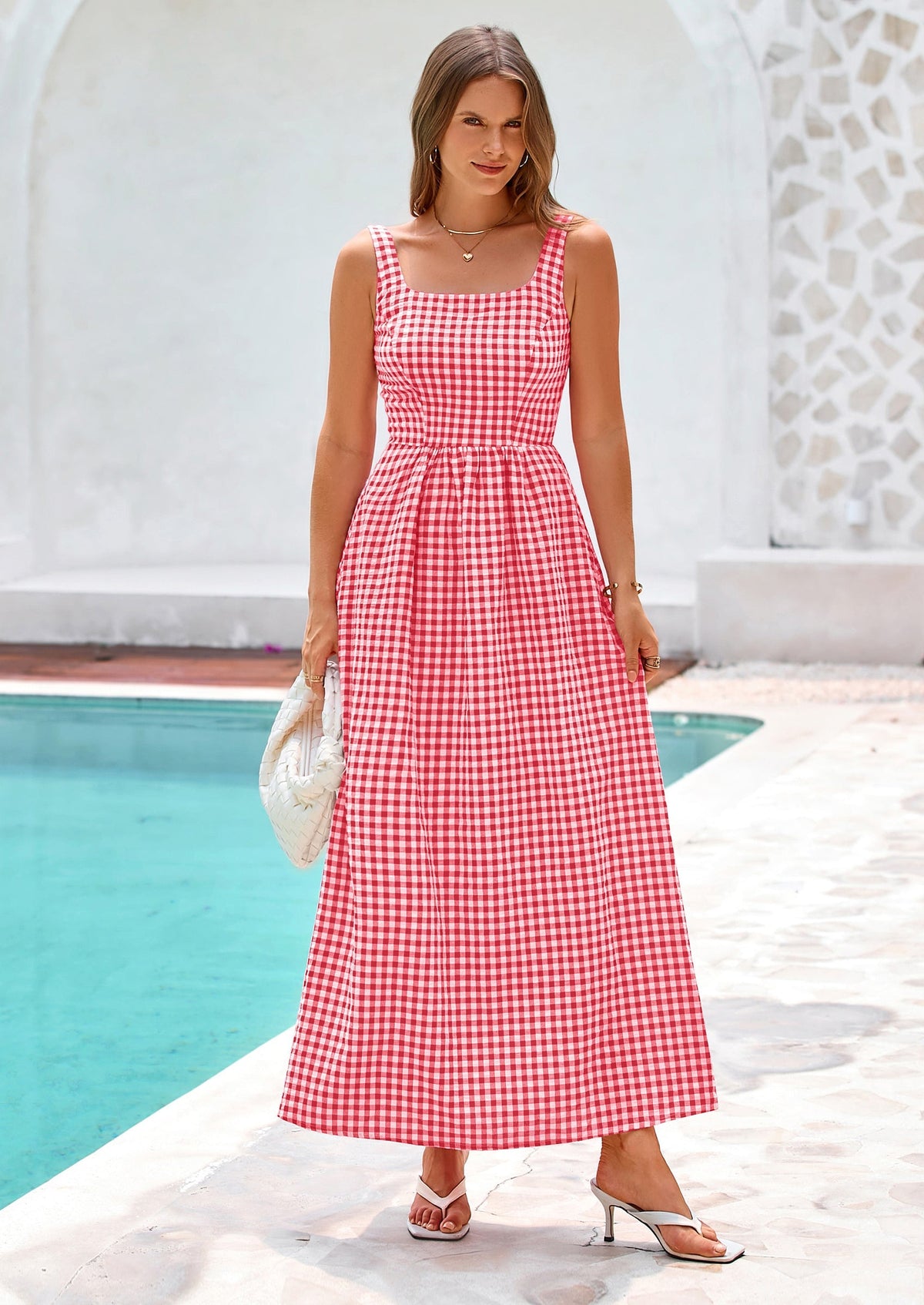 A-Line Maxi Dress - Spaghetti Strap, Square Neck, Casual - photo 32