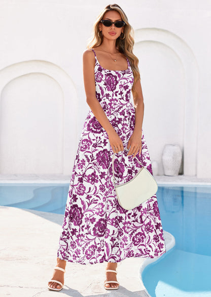Eyelet Floral Flowy Maxi Dress - Spaghetti Strap, Square - photo 40