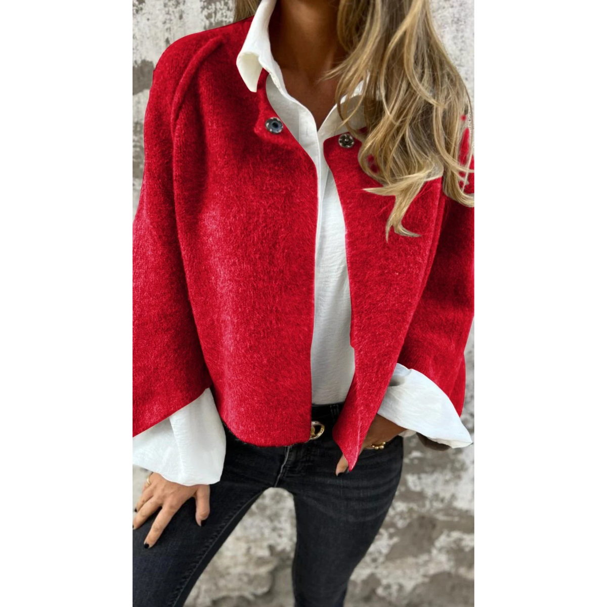 Elegant women's velour coat in classic silhouette with refined tailoring and timeless sophisticated charm