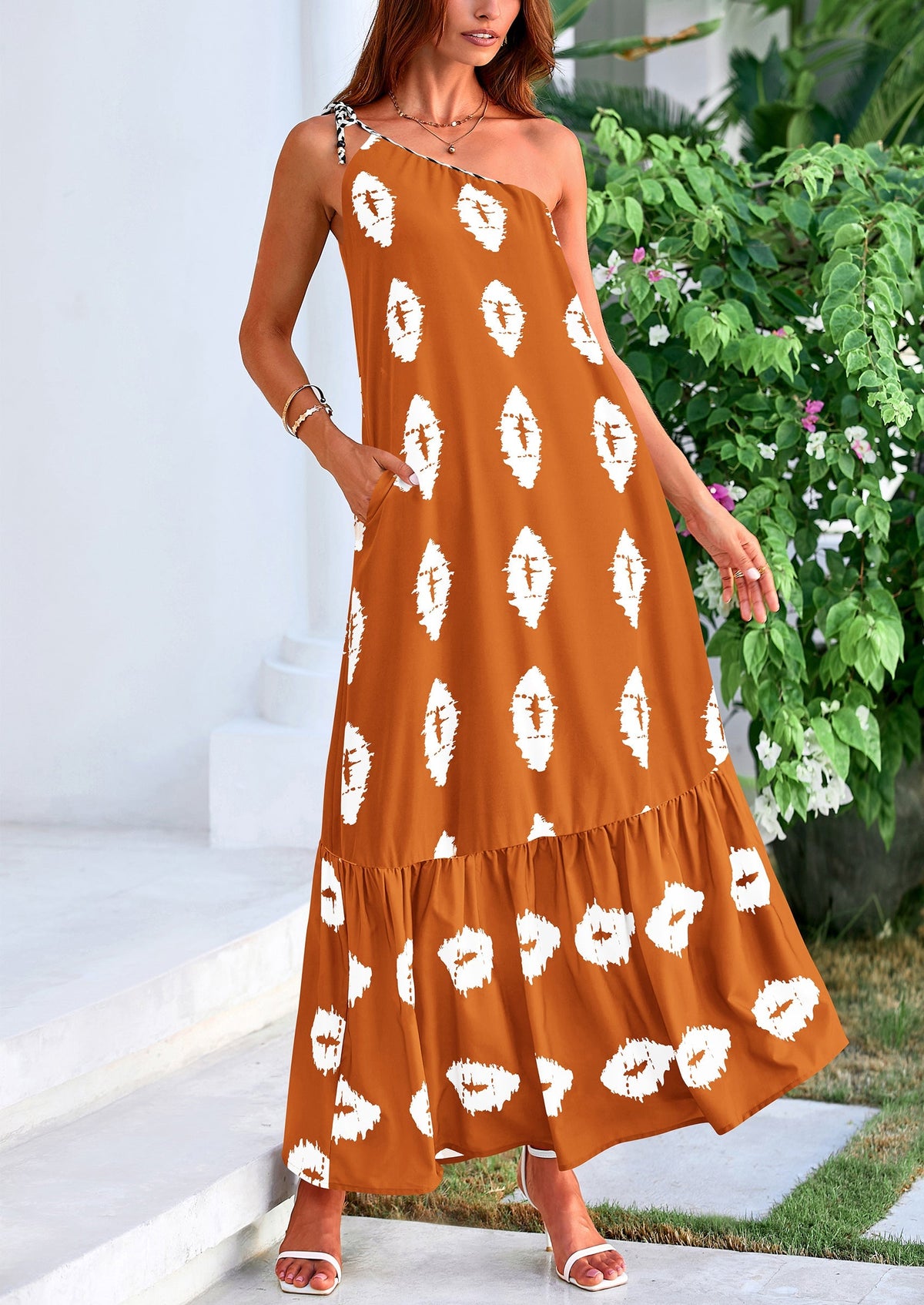 Flowy Maxi Dress - One-Shoulder, Boho - photo 37