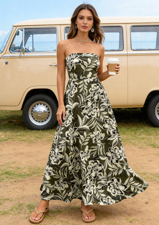 Floral Flowy Maxi Dress - Sleeveless, Beach - photo 1