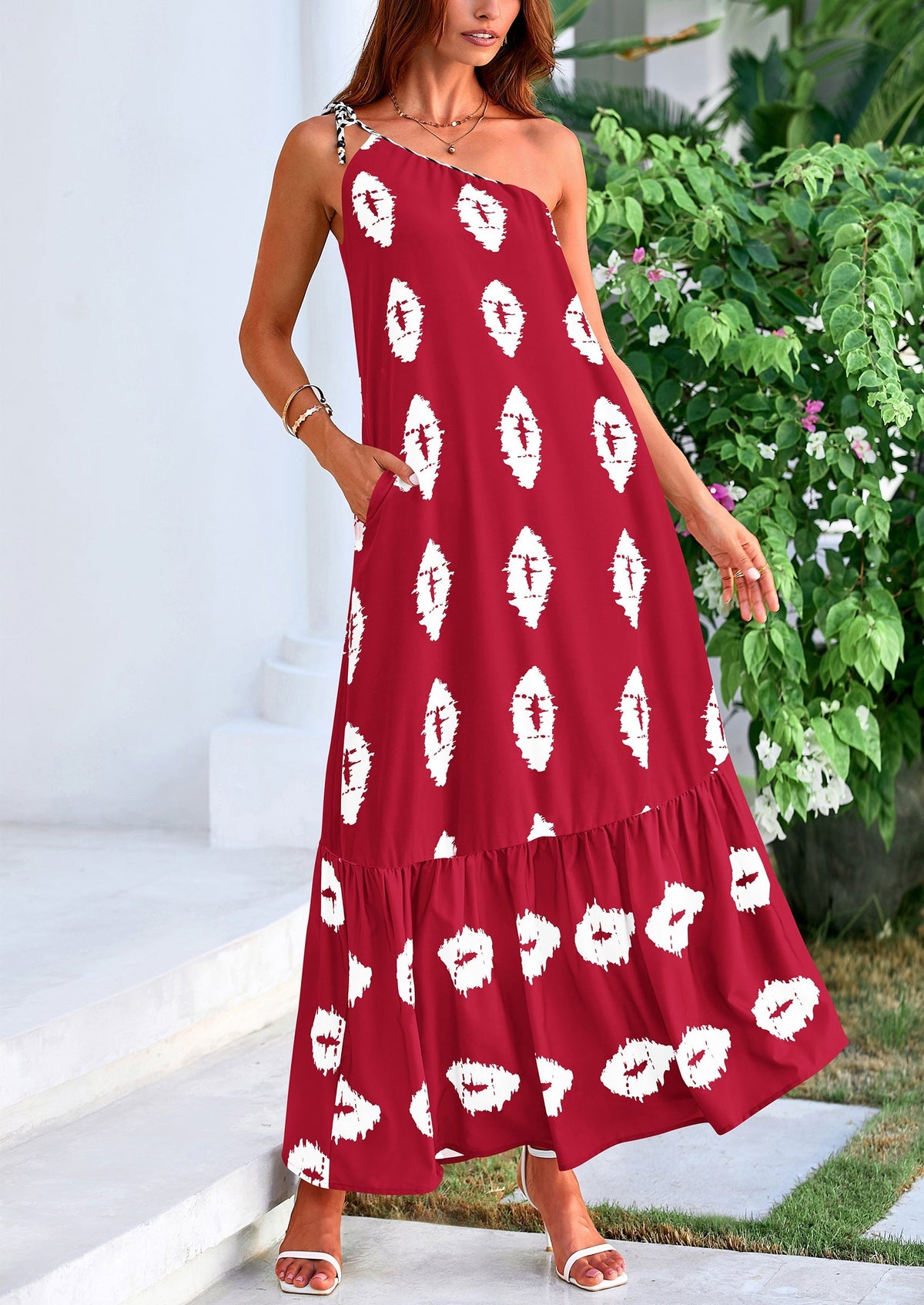Flowy Maxi Dress - One-Shoulder, Boho - photo 19