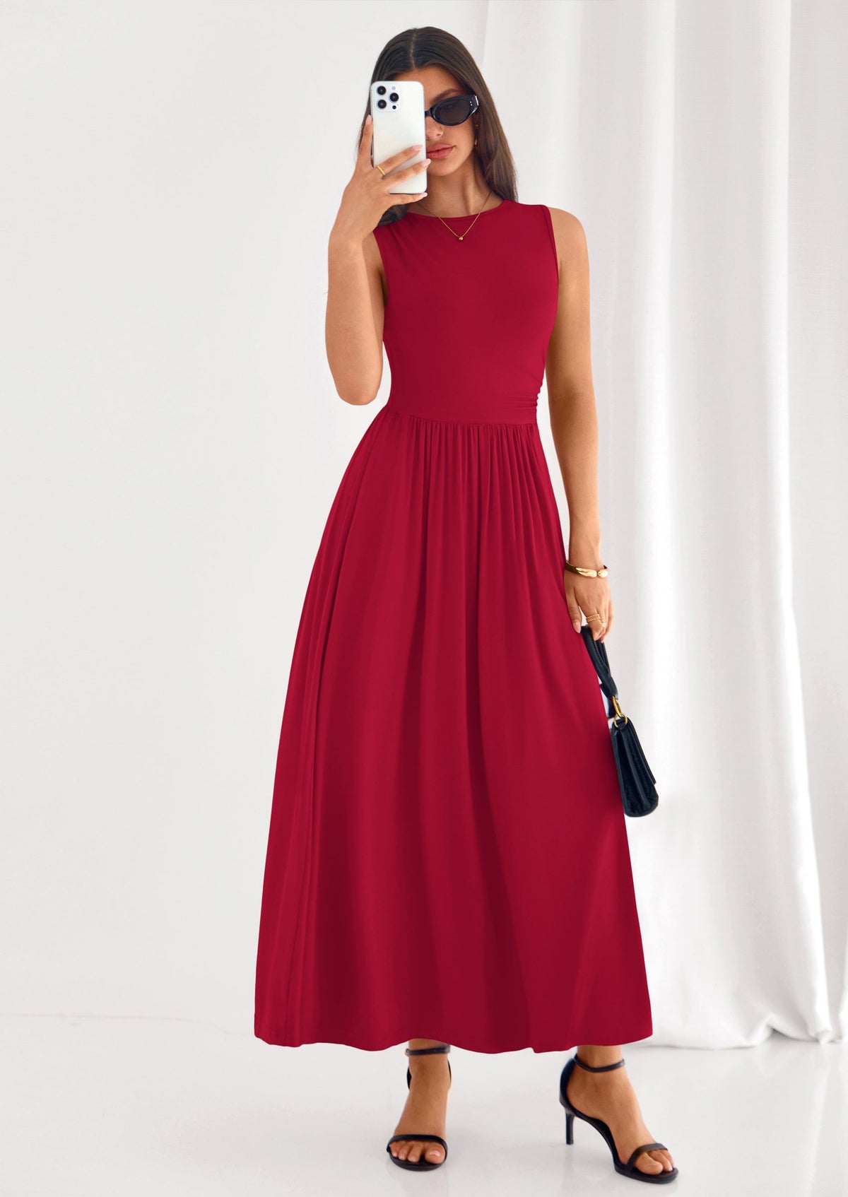 A-Line Flowy Maxi Dress - Sleeveless, Crewneck, Casual - photo 29