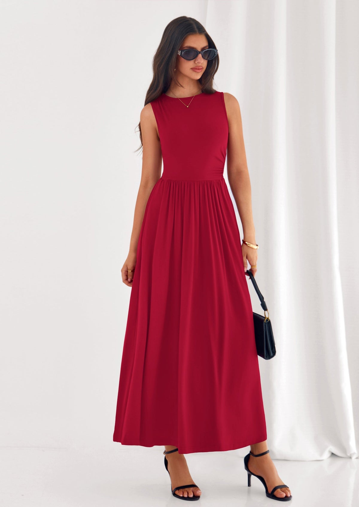 A-Line Flowy Maxi Dress - Sleeveless, Crewneck, Casual - photo 31