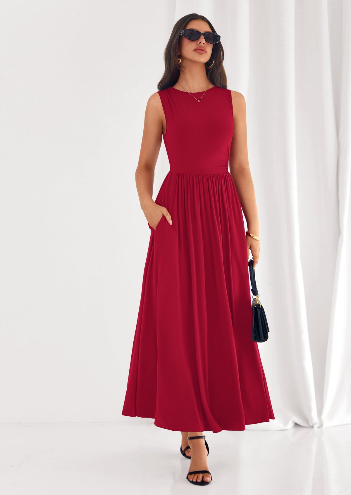 A-Line Flowy Maxi Dress - Sleeveless, Crewneck, Casual - photo 32