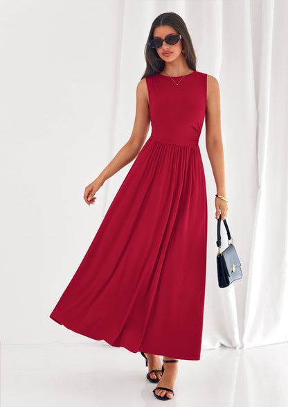 A-Line Flowy Maxi Dress - Sleeveless, Crewneck, Casual - photo 33