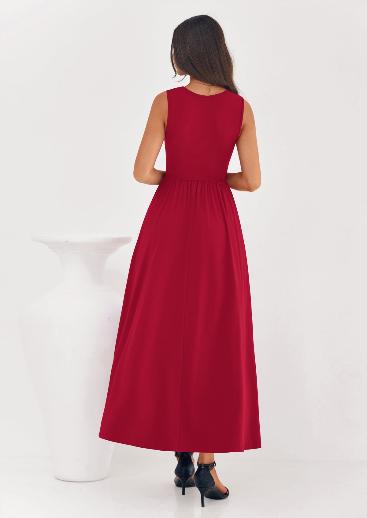 A-Line Flowy Maxi Dress - Sleeveless, Crewneck, Casual - photo 34