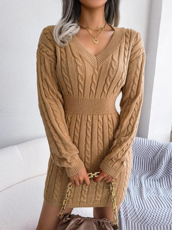 Cozy Long Sleeve V-Neck Dress