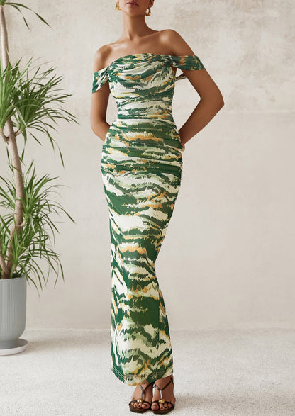 Floral Mesh Ruched Maxi Dress - Off-Shoulder, Cocktail - photo 47
