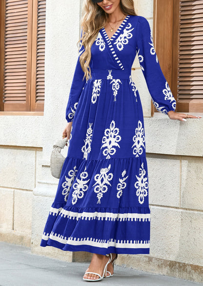 Floral Flowy Maxi Dress - Long Sleeve, V-Neck, Wedding Guest - photo 22