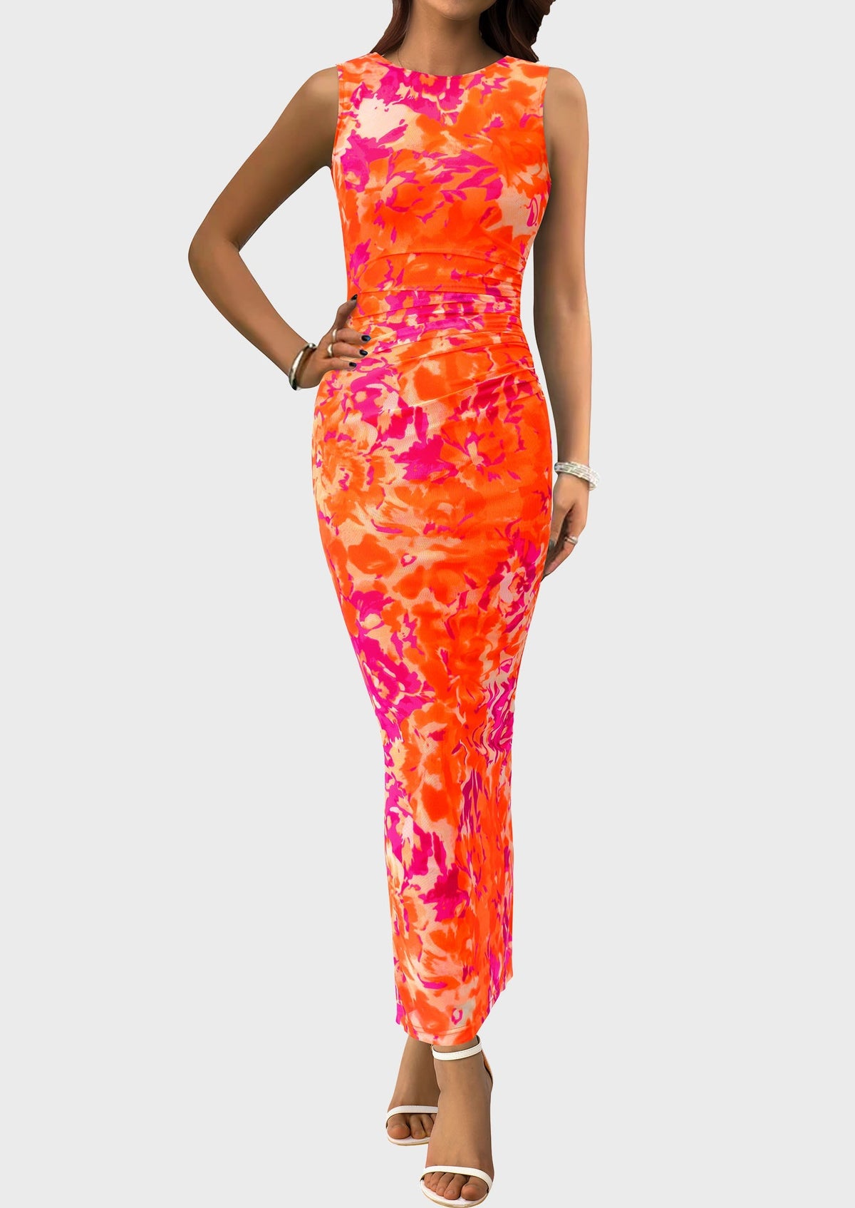 Floral Mesh Bodycon Maxi Dress - Sleeveless, Wedding Guest - photo 22