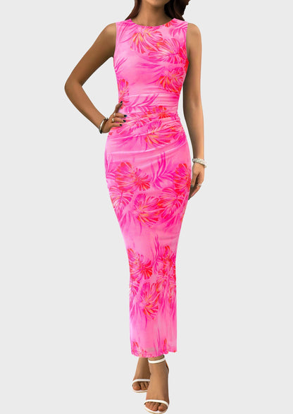 Floral Mesh Bodycon Maxi Dress - Sleeveless, Wedding Guest - photo 10