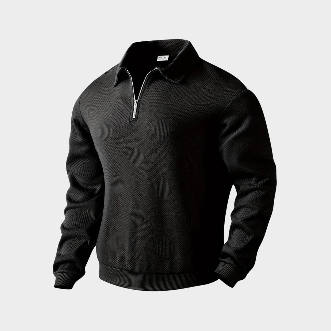 Vince men's gray textured knit half-zip pullover sweatshirt with geometric pattern