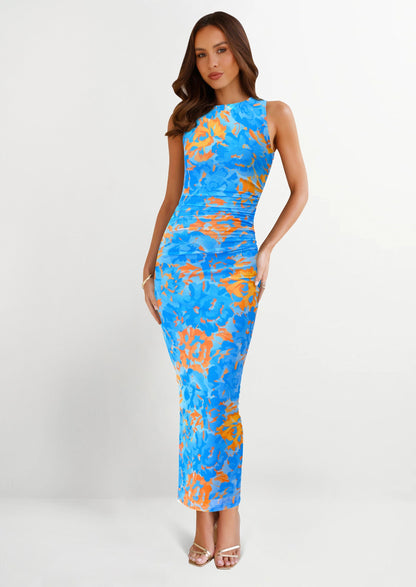 Floral Mesh Bodycon Maxi Dress - Sleeveless, Wedding Guest - photo 37