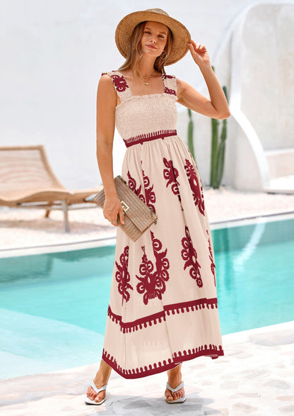 Floral Smocked Maxi Dress - Sleeveless, Square Neck, Boho - photo 16