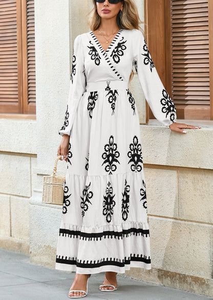 Floral Flowy Maxi Dress - Long Sleeve, V-Neck, Wedding Guest - photo 16