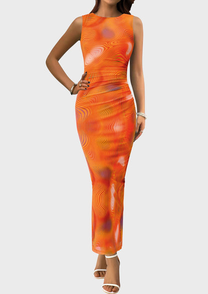 Floral Mesh Bodycon Maxi Dress - Sleeveless, Wedding Guest - photo 31