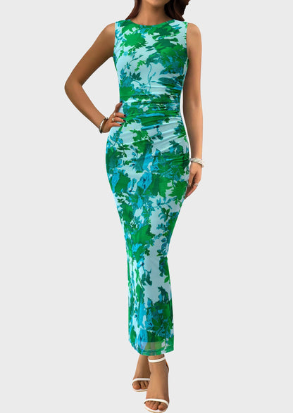 Floral Mesh Bodycon Maxi Dress - Sleeveless, Wedding Guest - photo 48