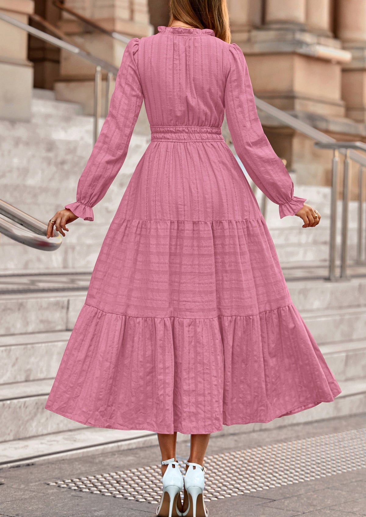 Flowy Maxi Dress - Long Sleeve, V-Neck, Wedding Guest - photo 24