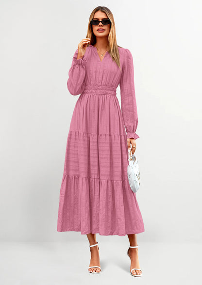 Flowy Maxi Dress - Long Sleeve, V-Neck, Wedding Guest - photo 23