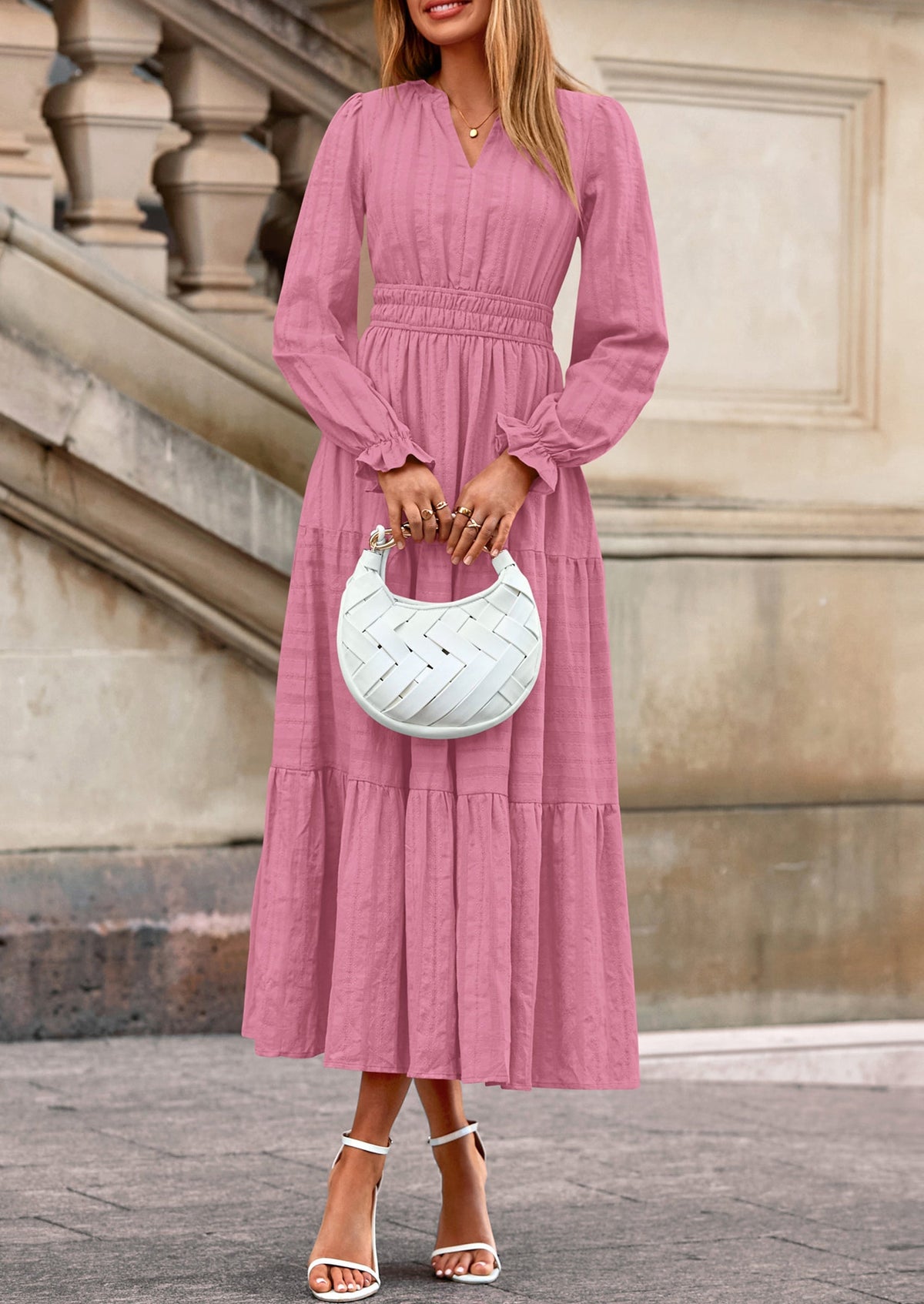 Flowy Maxi Dress - Long Sleeve, V-Neck, Wedding Guest - photo 26