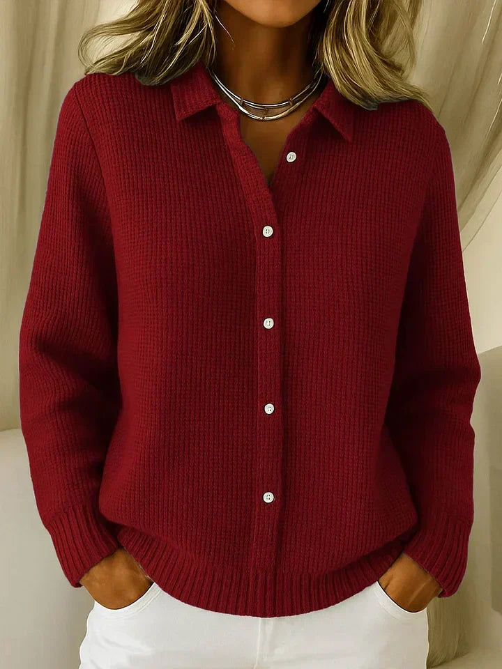 Relaxed-fit Kennedy chic cardigan in soft neutral tones with breathable fabric and flattering silhouette