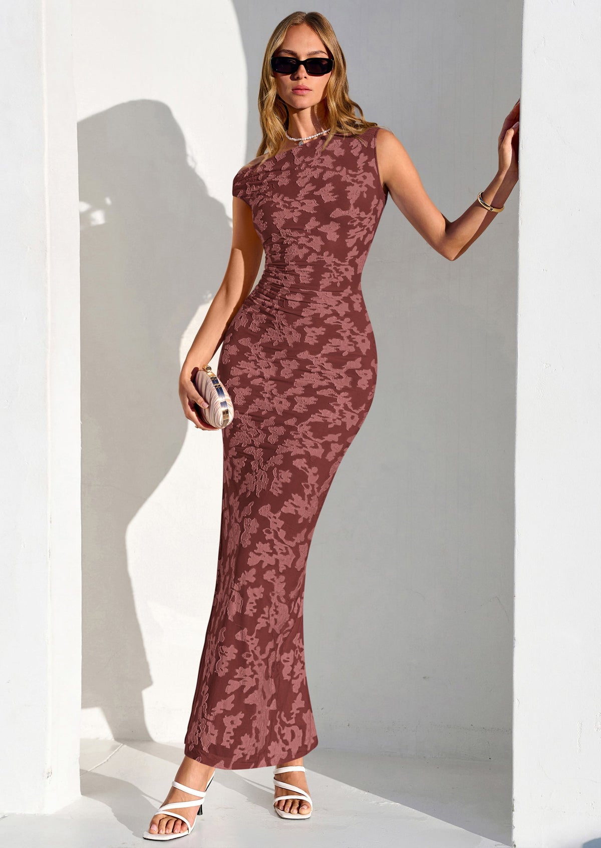 Floral Bodycon Ruched Maxi Dress - One-Shoulder, Cocktail - photo 23