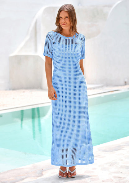 Eyelet Maxi Dress - Short Sleeve, Vacation - photo 1