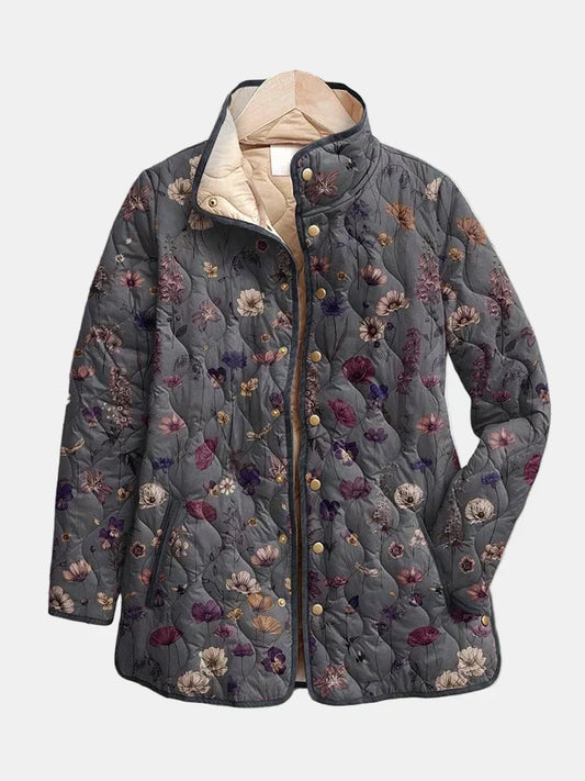 Vintage Floral Print Quilted Jacket