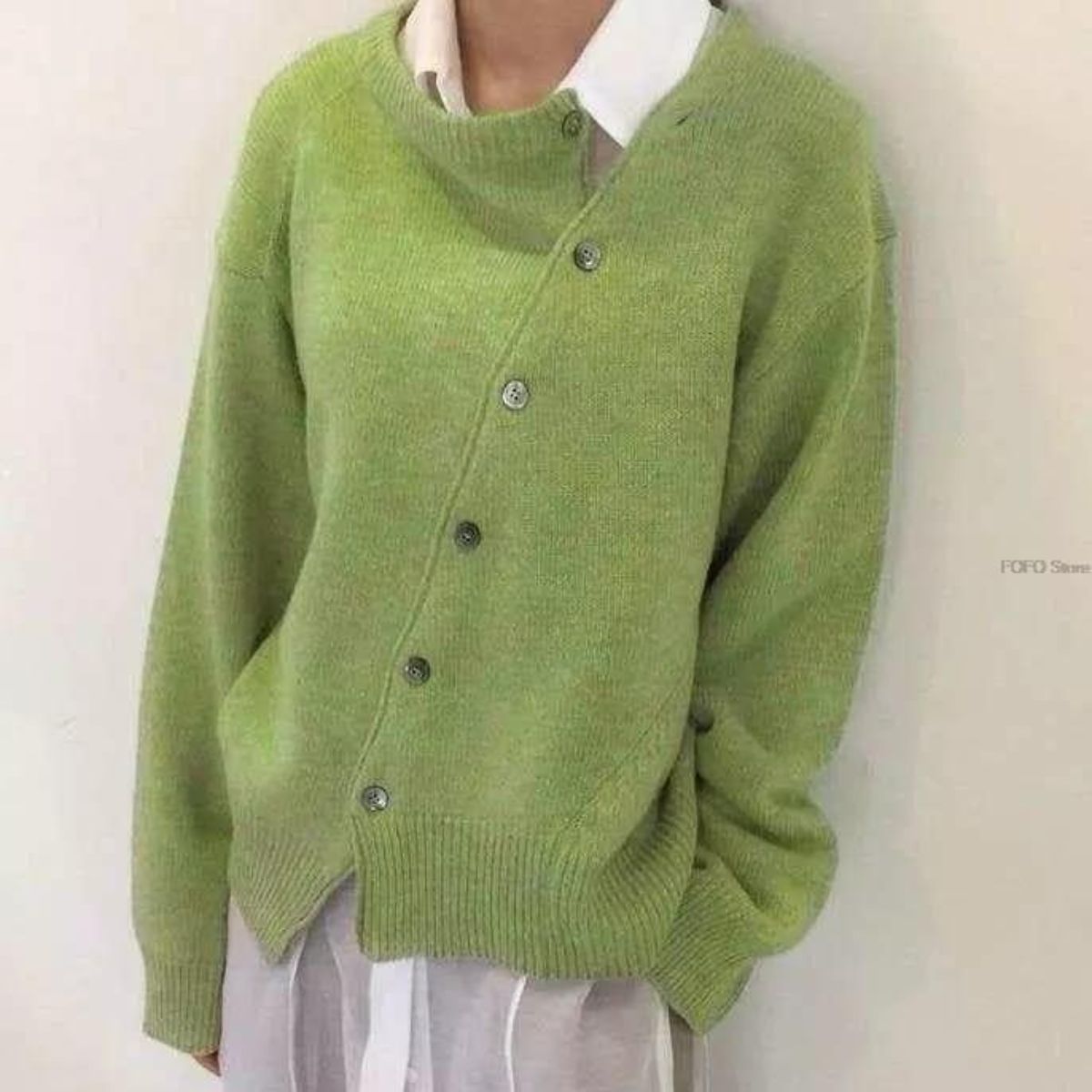 Hazel™ women's chic cardigan asymmetrical button detail modern cozy sophisticated layering piece