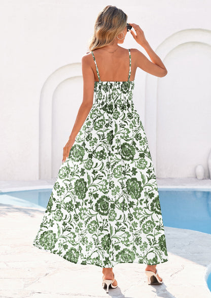 Eyelet Floral Flowy Maxi Dress - Spaghetti Strap, Square - photo 20