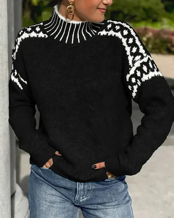 Emery Classic knit sweater in neutral tones, relaxed silhouette with soft breathable fabric